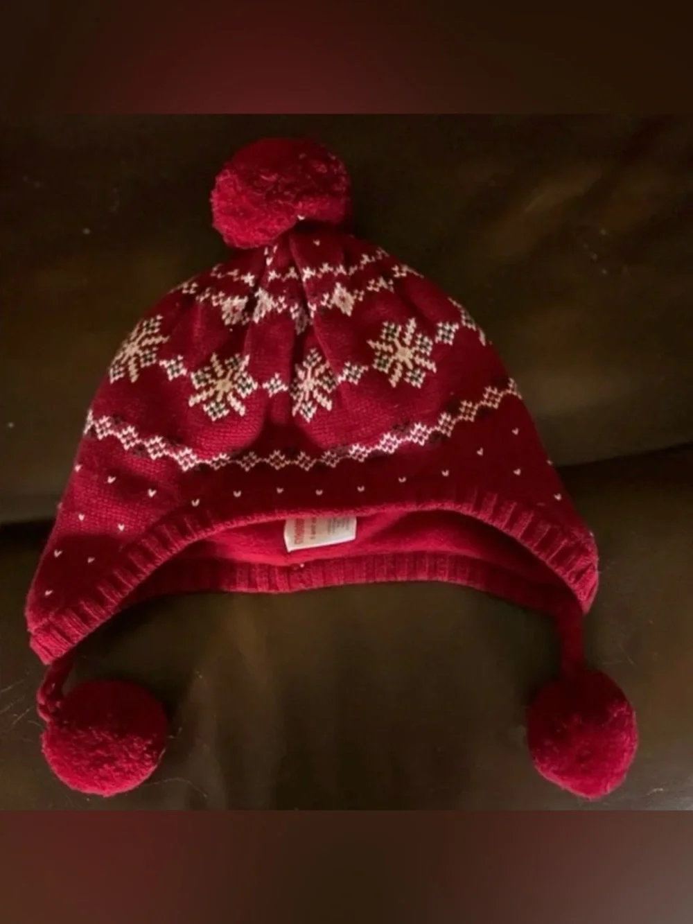 Gymboree Fair Isle Print Red Fleece Lined Hat EUC Girls - Picture 4 of 8